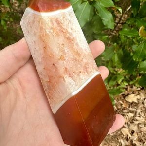 Rare Carnelian with Clear Quartz Inclusion Tower